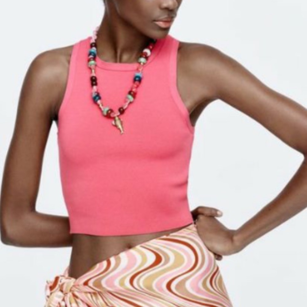 NWOT Zara Fuscia Pink Cropped Top; Women’s M